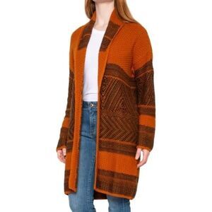 LUCKY Brand Long Line Western Aztec Cardigan Women's Medium Cotton Boho Jacket